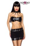 Zwarte wetlook set top en rok Zwarte wetlook set top en rok
