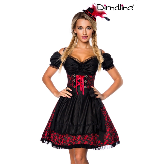Premium dirndl zwart/ rood met blouse