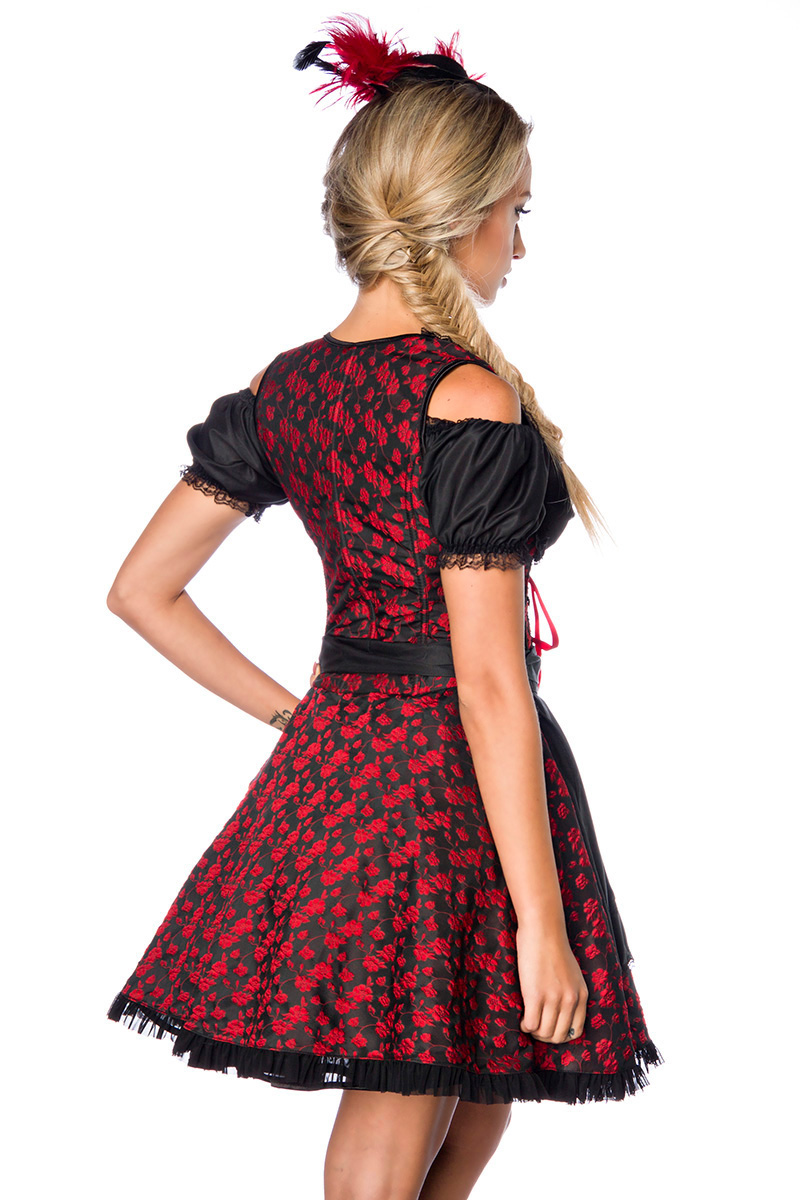 Premium dirndl zwart/ rood met blouse