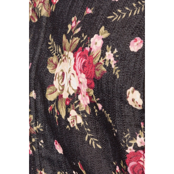 Premium dirndl zwart/roze bloem met blouse