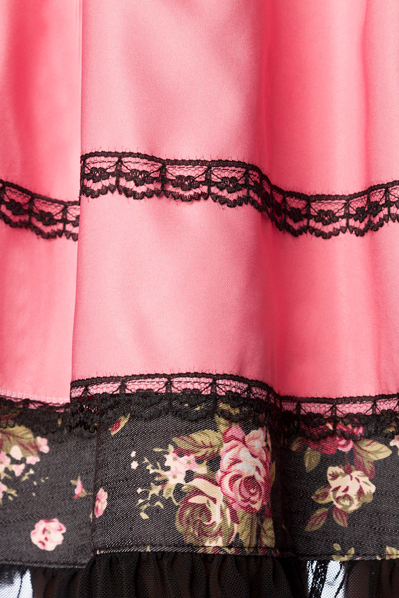 Premium dirndl zwart/roze bloem met blouse
