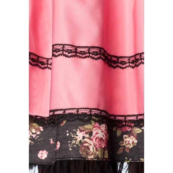 Premium dirndl zwart/roze bloem met blouse