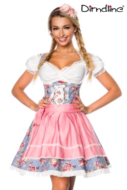 Premium dirndl roze/blauw met blouse