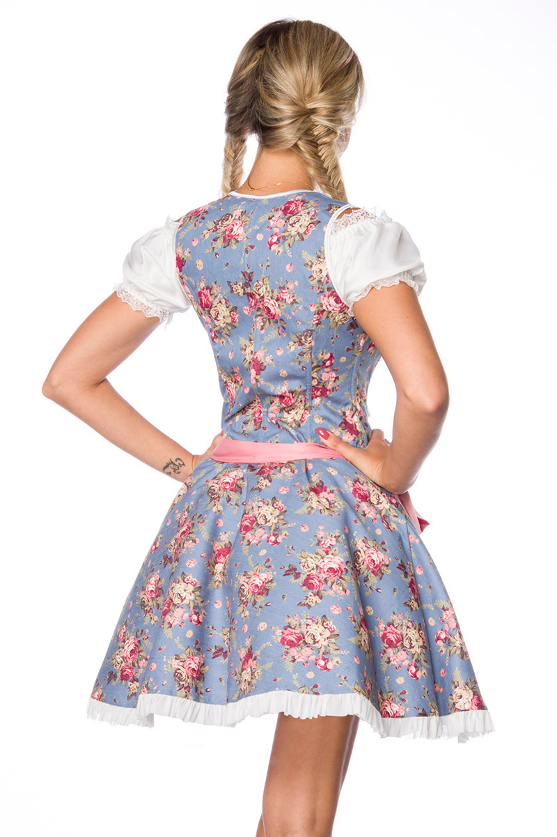 Premium dirndl roze/blauw met blouse