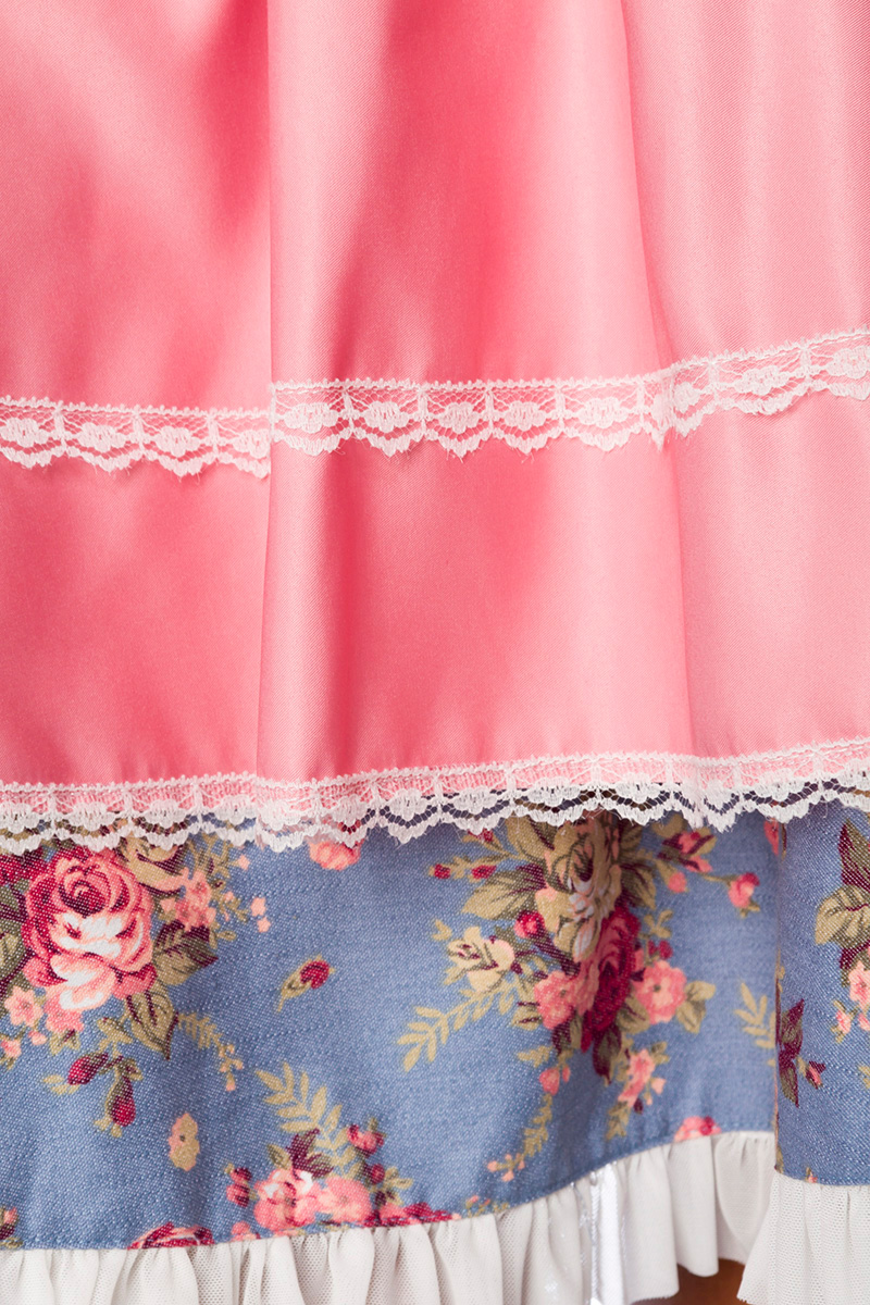 Premium dirndl roze/blauw met blouse