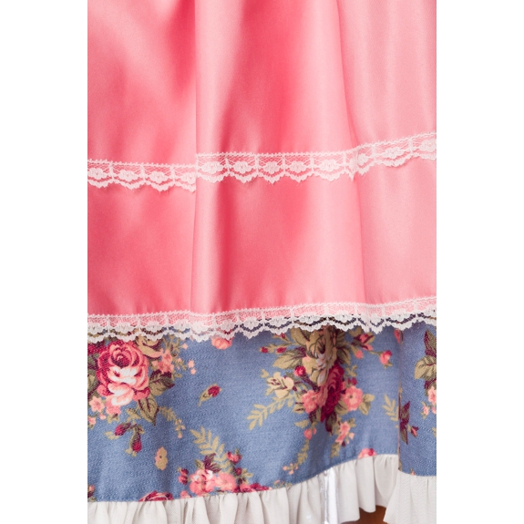 Premium dirndl roze/blauw met blouse