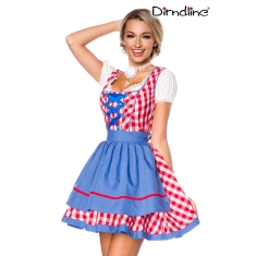 Traditionele Minidirndl blauw/rood geruit