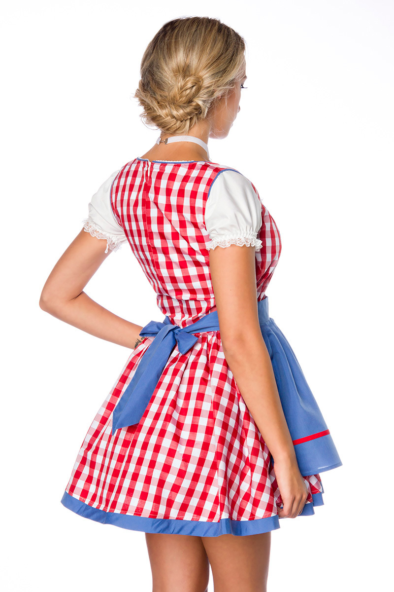 Traditionele Minidirndl blauw/rood geruit