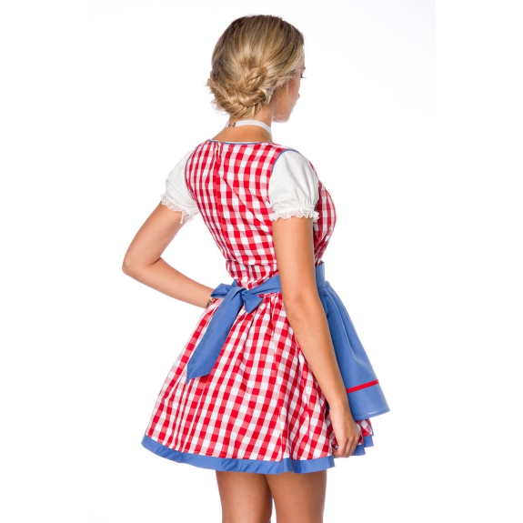 Traditionele Minidirndl blauw/rood geruit