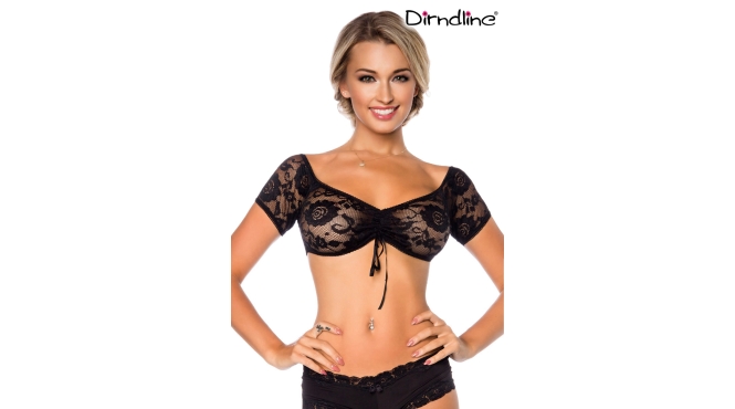 Dirndl blouse transparant zwart kant