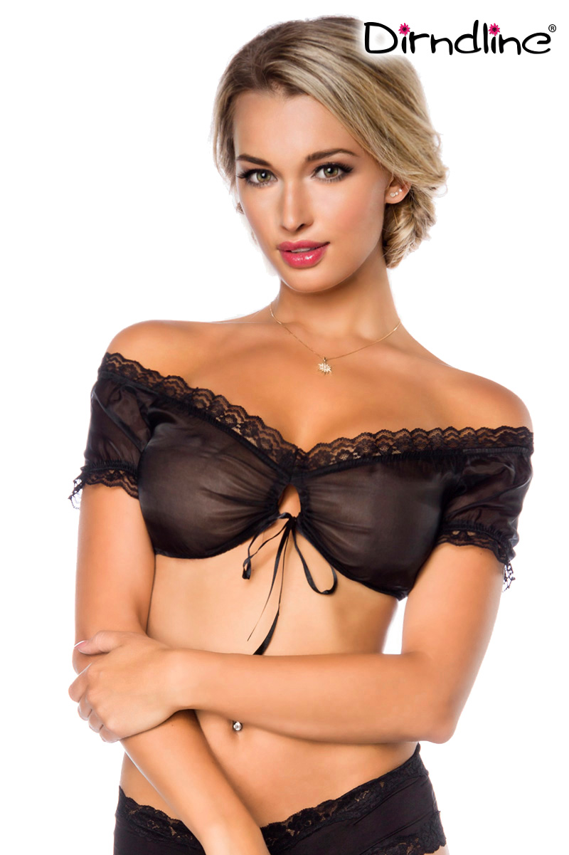Dirndl blouse transparant zwart