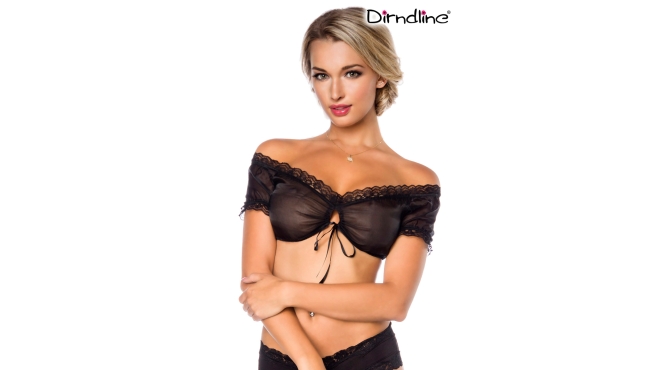 Dirndl blouse transparant zwart