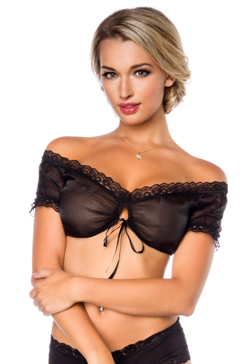 Dirndl blouse transparant zwart