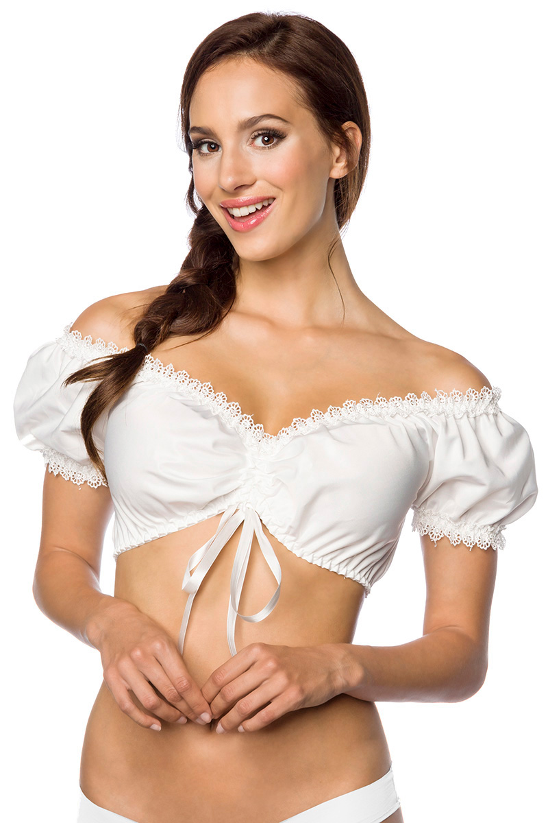 Dirndl blouse pofmouw wit