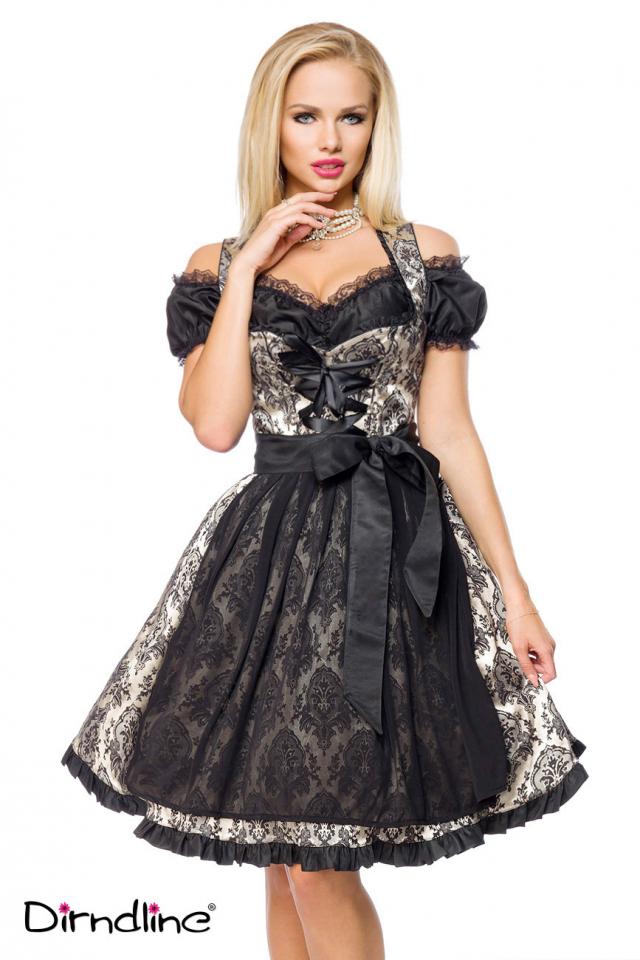 Feestelijke brokaat dirndl zwart