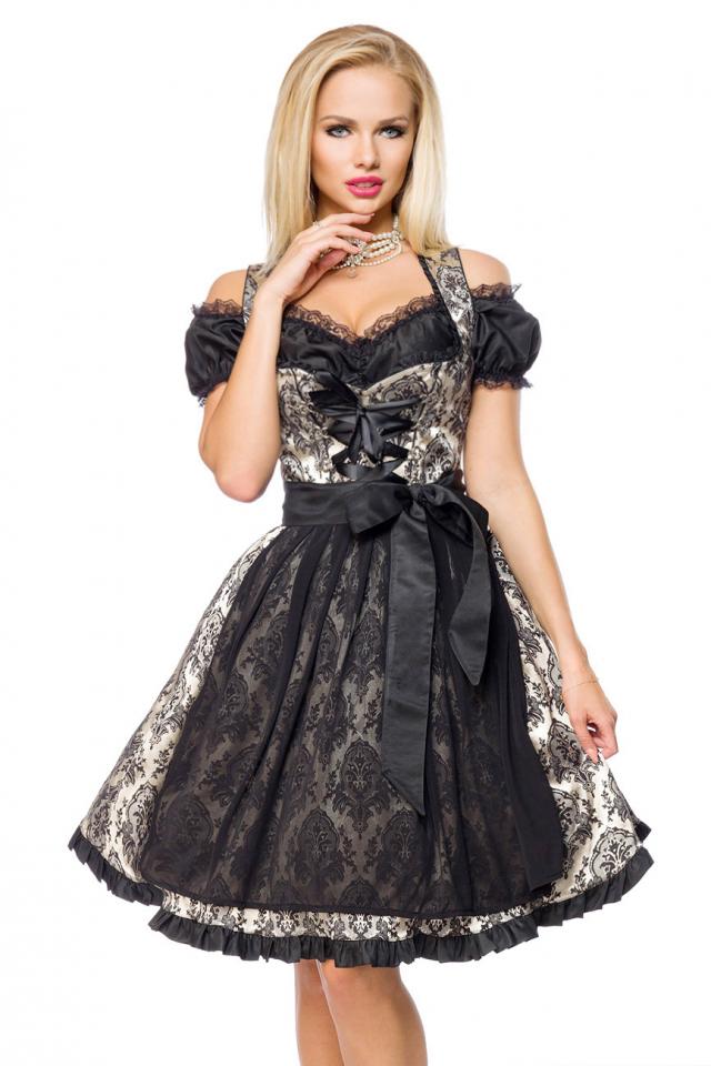Feestelijke brokaat dirndl zwart