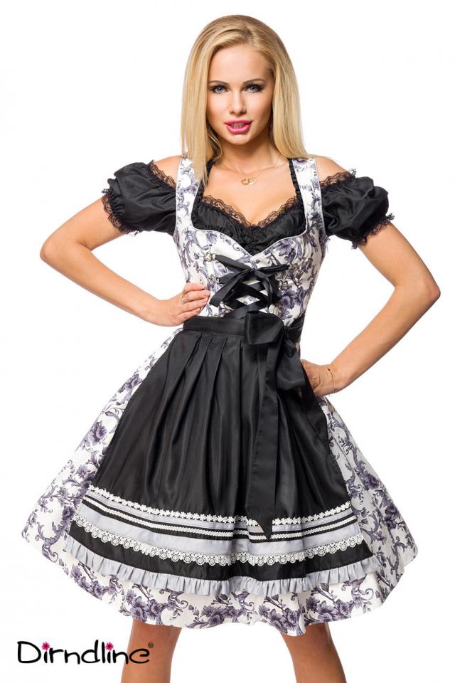 Dirndl jurk zwart/wit
