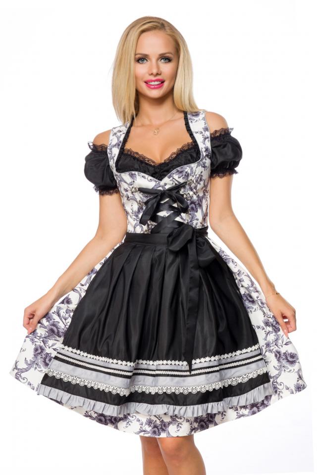 Dirndl jurk zwart/wit