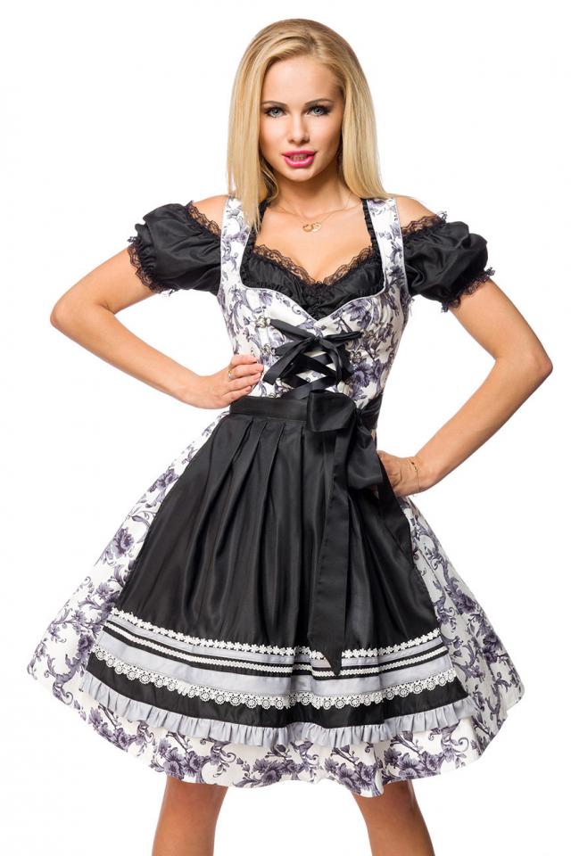 Dirndl jurk zwart/wit