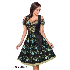 Dirndl zwart/groen inclusief kanten blouse