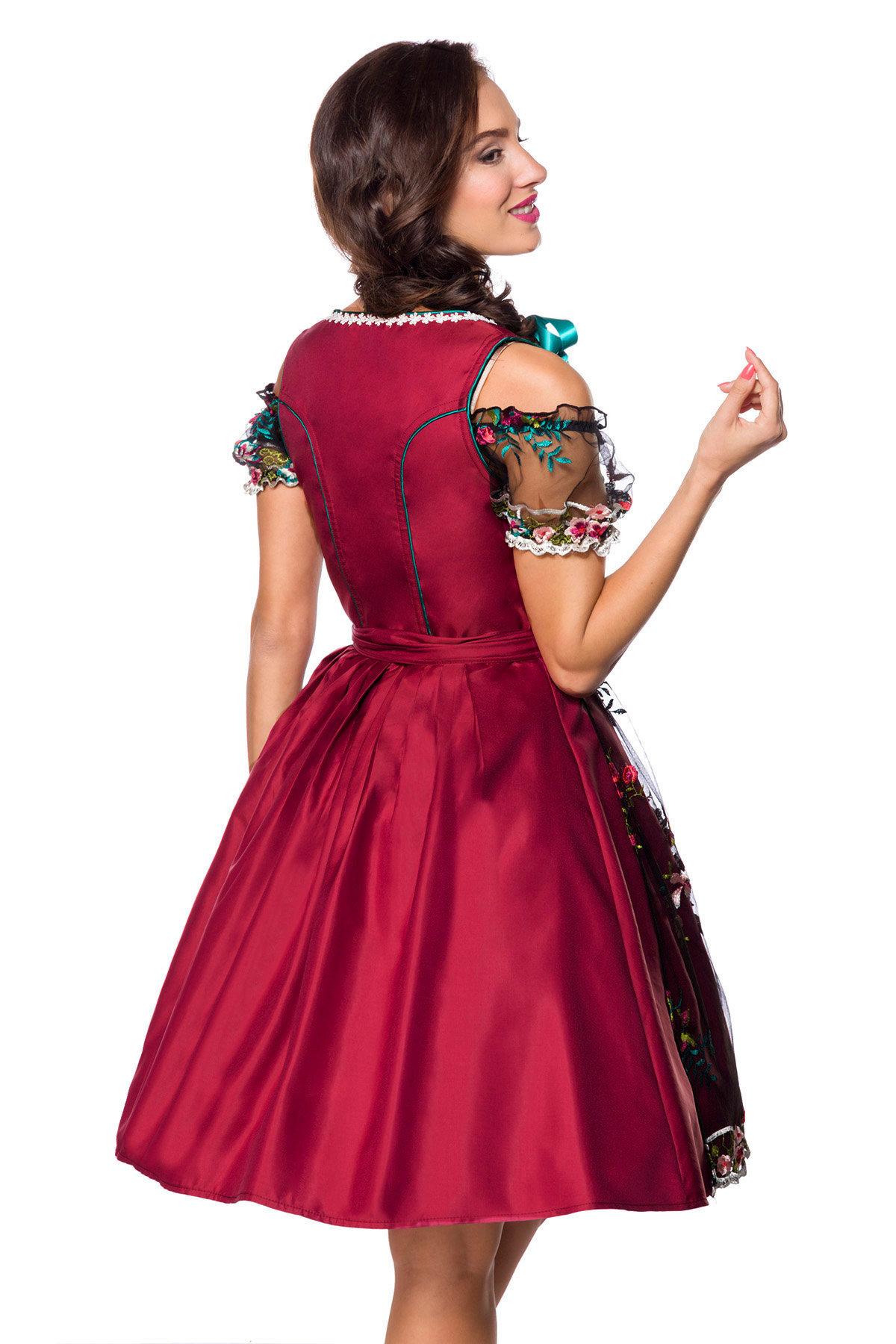 Dirndl bordeaux inclusief kanten blouse