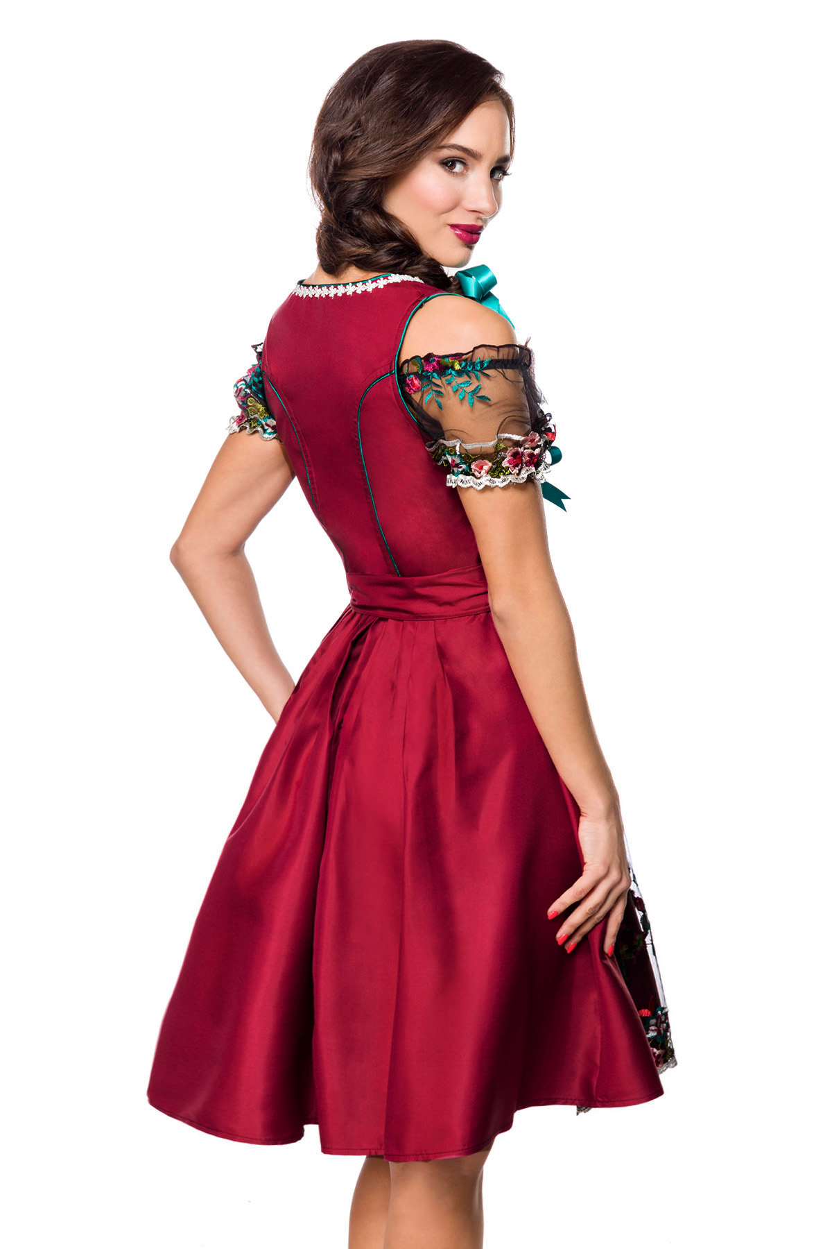 Dirndl bordeaux inclusief kanten blouse