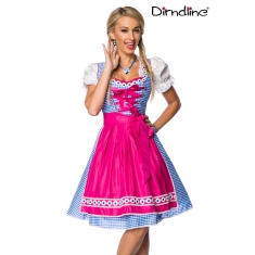 Traditionele Karodirndl roze/blauw geruit