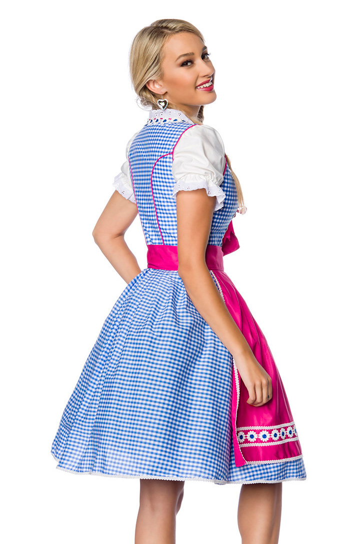 Traditionele Karodirndl roze/blauw geruit