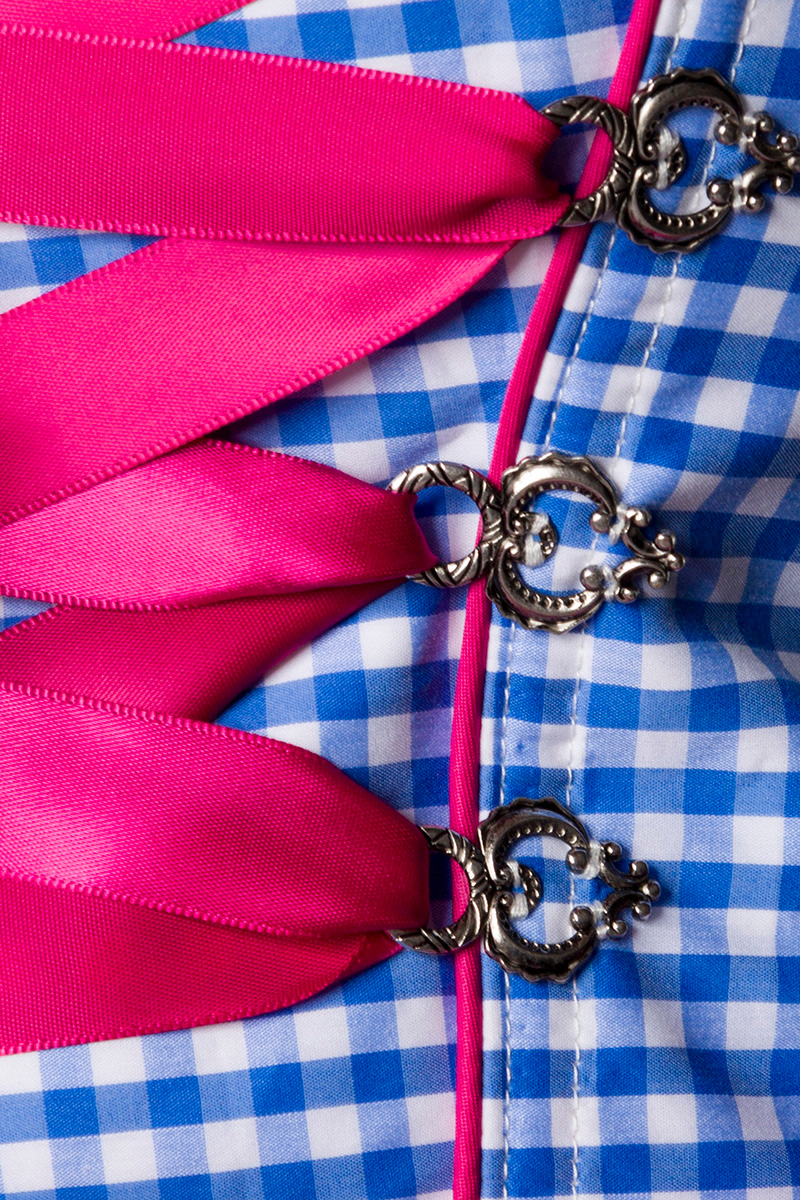 Traditionele Karodirndl roze/blauw geruit