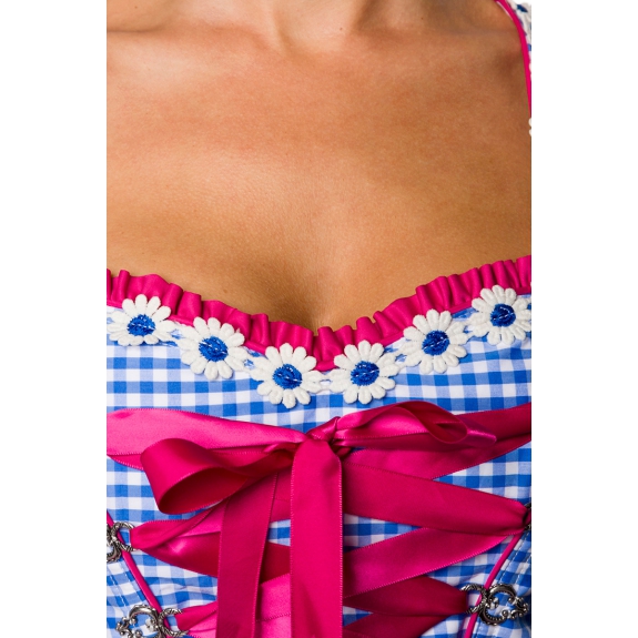 Traditionele Karodirndl roze/blauw geruit