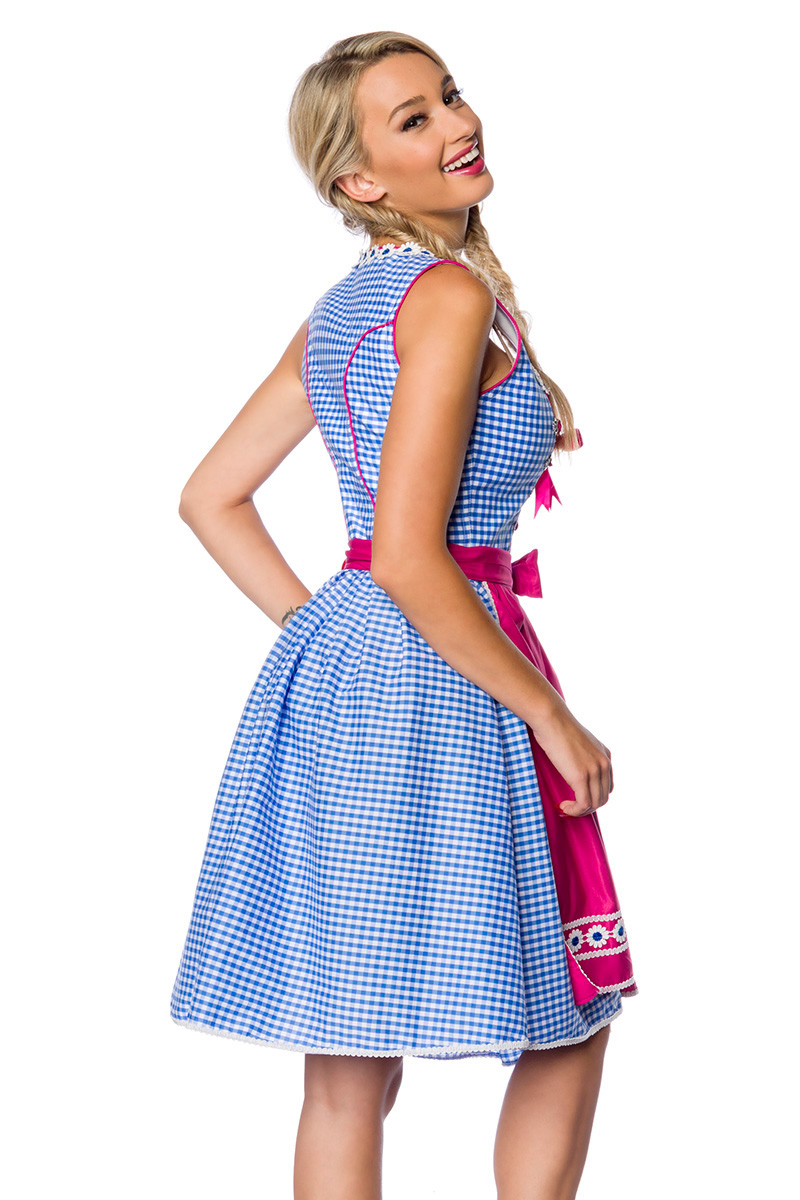 Traditionele Karodirndl roze/blauw geruit