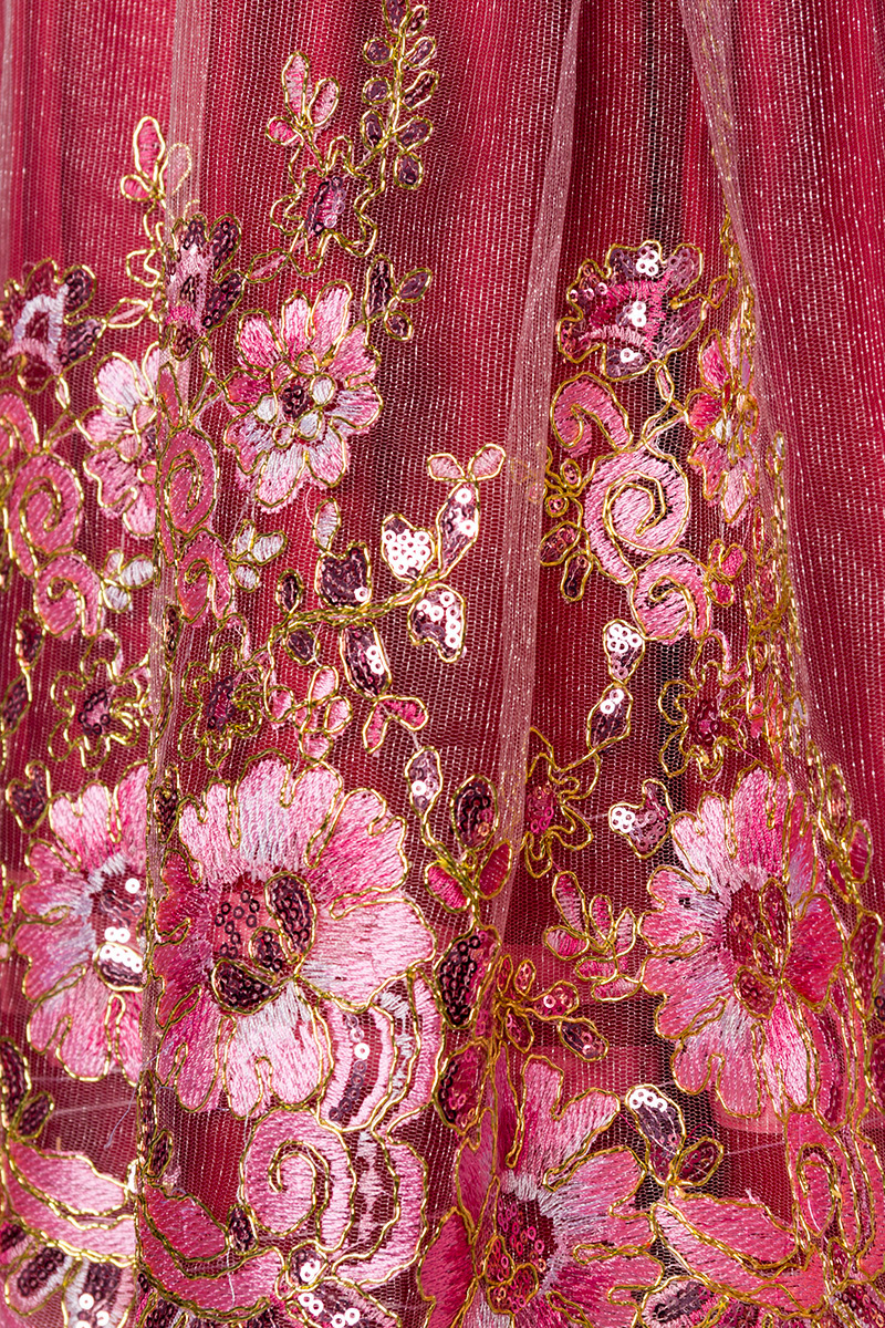 Premium dirndl met borduurwerk roze/rood