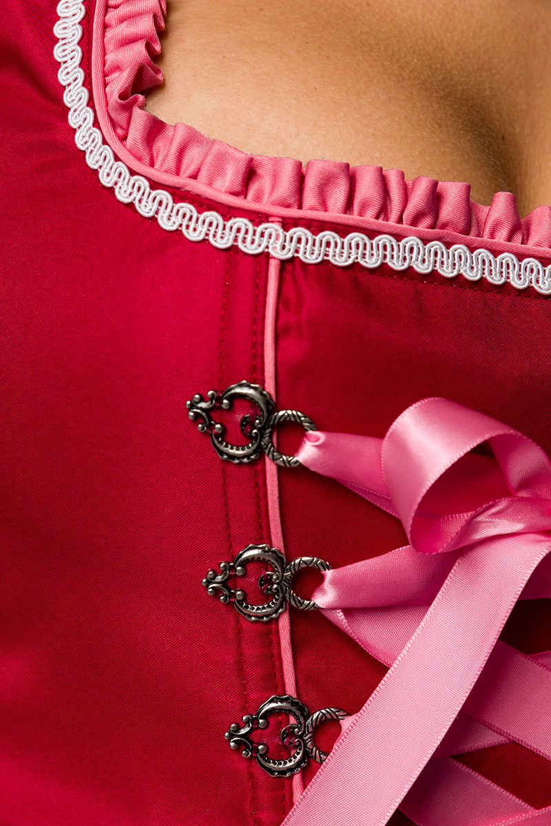 Premium dirndl met borduurwerk roze/rood