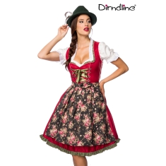 Dromerige dirndl rood/zwart bloem