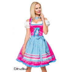 Dirndl jurk roze met geruit schort