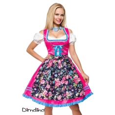 Dirndl jurk roze met bloemenschort