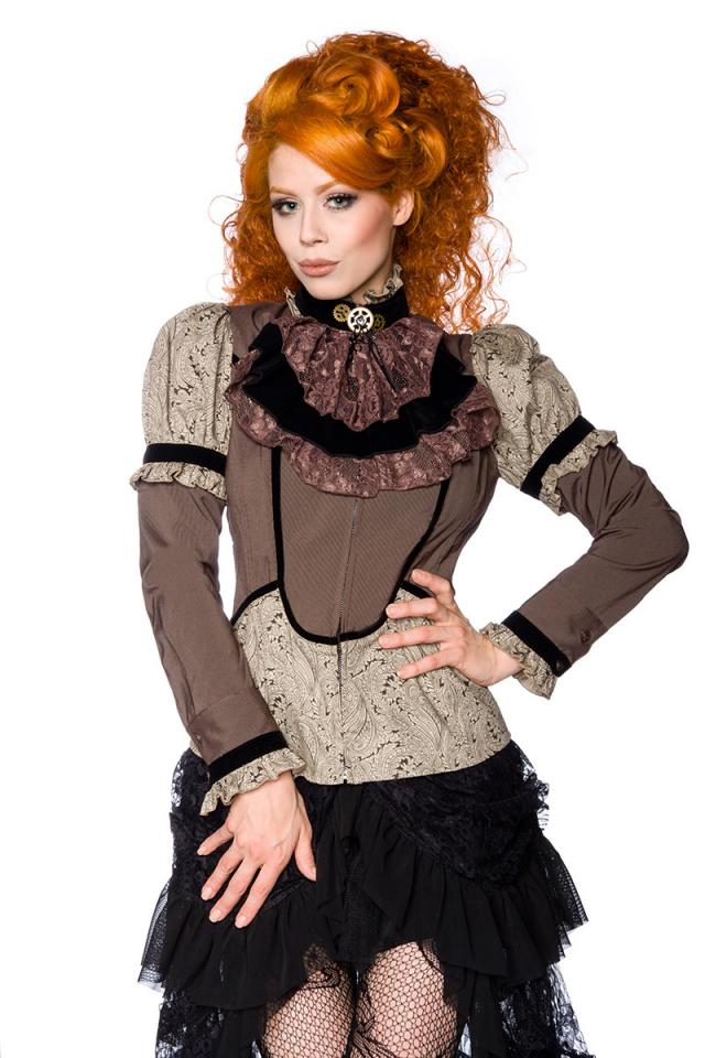 Steampunk-blouse met jabot