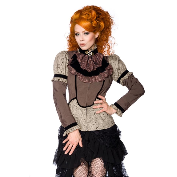 Steampunk-blouse met jabot