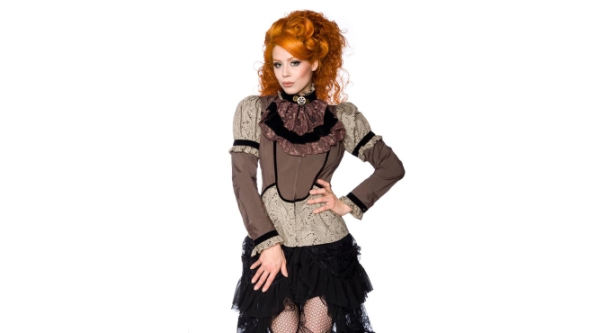 Steampunk-blouse met jabot