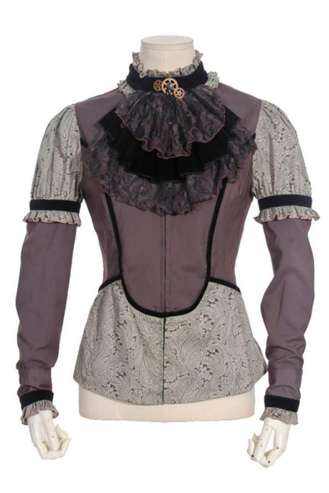 Steampunkblouse met jabot Burlesque online