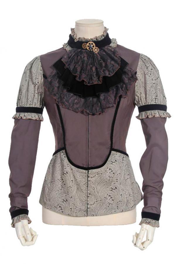 Steampunk-blouse met jabot