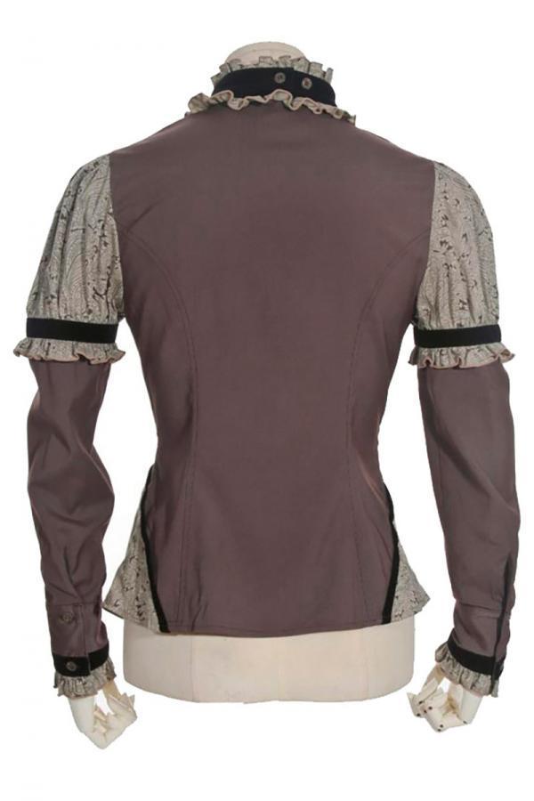 Steampunk-blouse met jabot