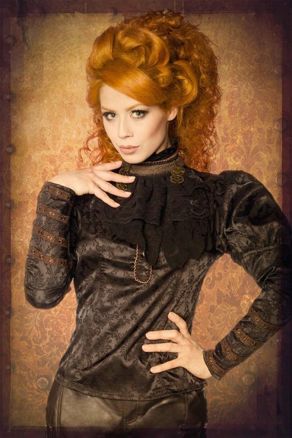 Steampunk-blouse met afneembare jabot