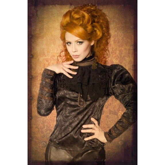 Steampunk-blouse met afneembare jabot