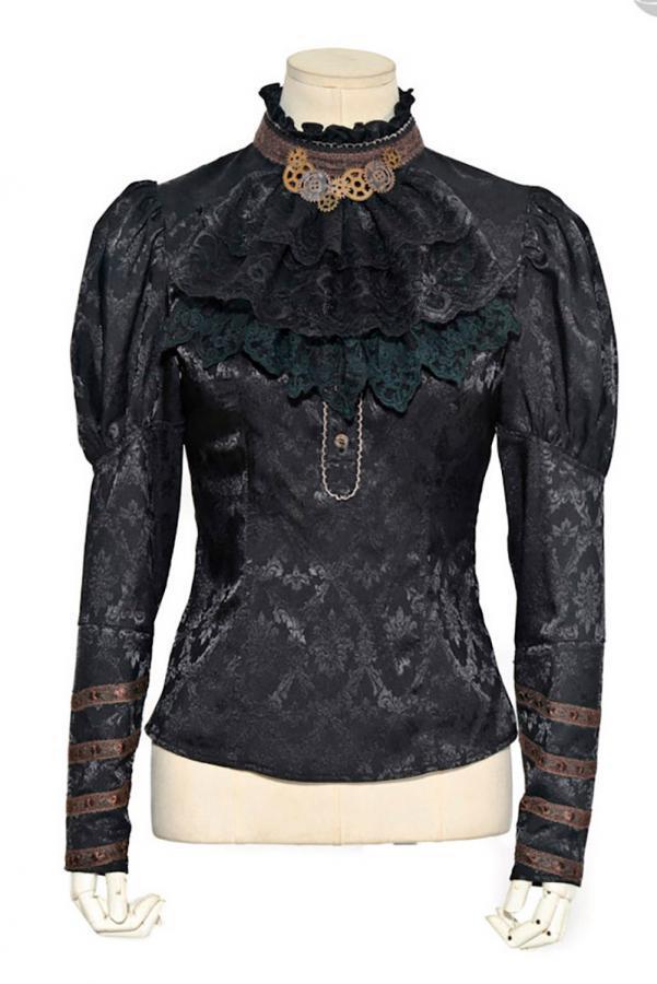 Steampunk-blouse met afneembare jabot