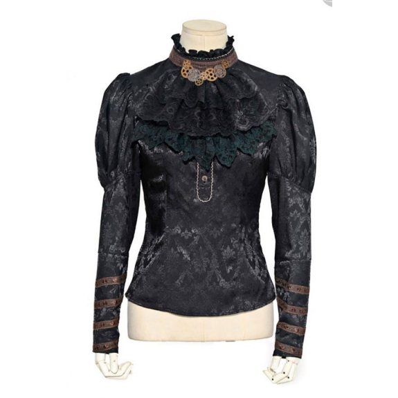 Steampunk-blouse met afneembare jabot