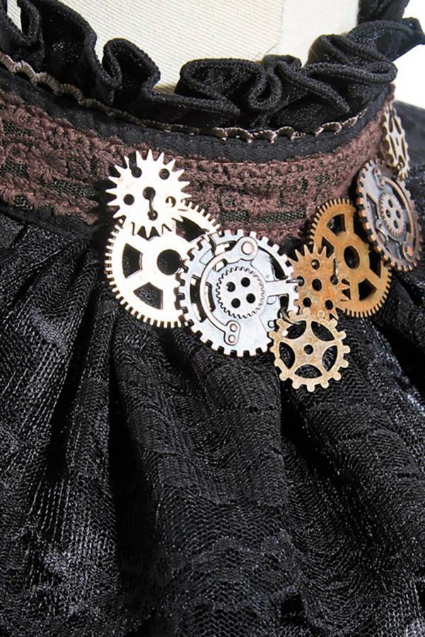Steampunk-blouse met afneembare jabot