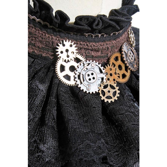 Steampunk-blouse met afneembare jabot