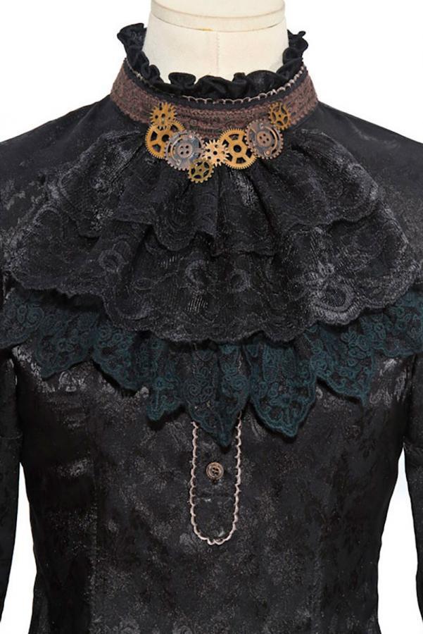 Steampunk-blouse met afneembare jabot