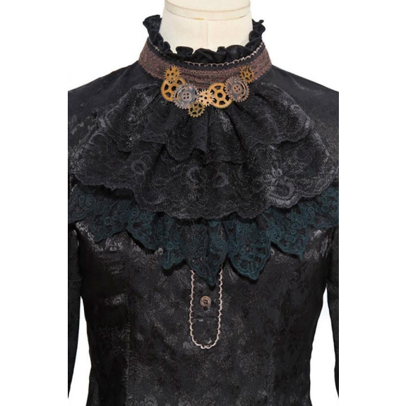 Steampunk-blouse met afneembare jabot